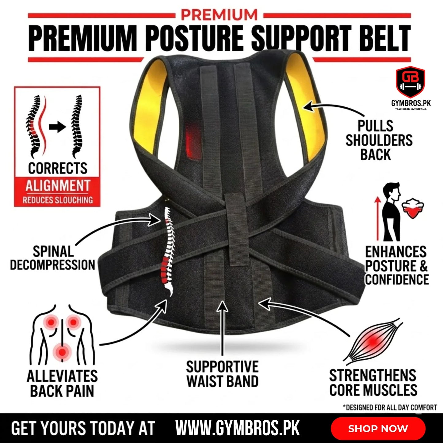 Adjustable Posture Corrector Back Belt for Men & Women with Breathable Support Straps, Shoulder & Back Support Brace Available in M/L (32–40) and XL/2XL (42–52) Sizes