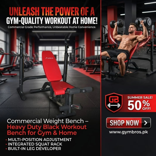 Commercial Weight Bench – Heavy Duty Black Workout Bench for Gym & Home
