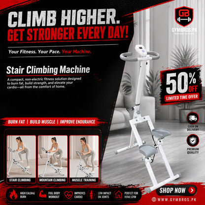 Multifunctional Stair Climbing Machine Compact Cardio Stepper | Vertical Climber Cardio Stepper with LCD Meter Display, 14.5KG Frame, Unfolded Size: 88 × 56 × 134 CM, Folded Size: 157 × 21 CM, Full Body Stair Climbing Workout Machine for Home Gym