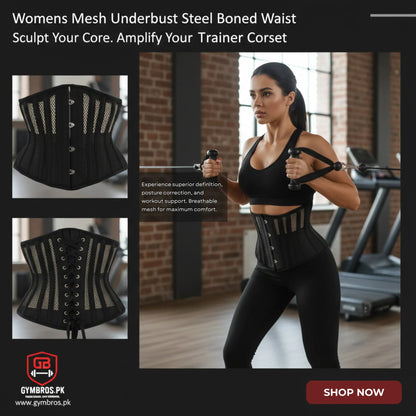 Mesh Underbust Steel Bone Corset | Breathable Waist & Core Stabilizer for Gym & Fitness