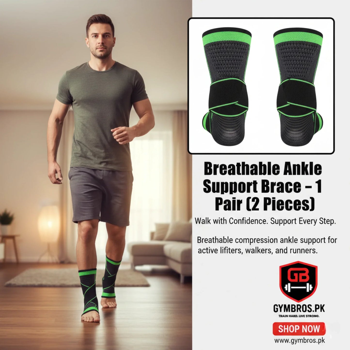 Ankle Brace Support for Gym & Sports | Adjustable Compression Ankle Stabilizer