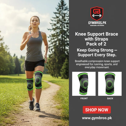 Pack of 2 Knee Support Braces with Straps | Adjustable Compression Knee Stabilizers for Gym & Sports