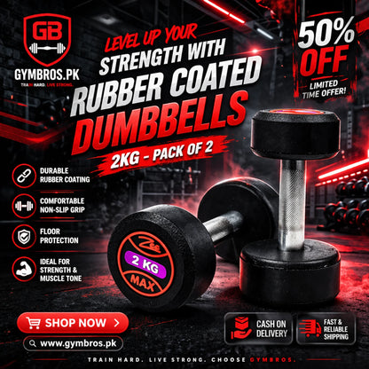 ZEE MAX Rubber Coated Dumbbells Pair with Cast Iron Core, Knurled Steel Handle & Thick Noise-Reducing Rubber Coating Available in 1KG–40KG for Home Gym Strength Training