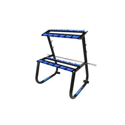Dumbbell Stand BlueRay Blue/Black Heavy-Duty Iron Rod Rack | Compact 2ft Home Gym Storage Stand with Rubber Grip Anti-Slip Dumbbell Organizer for Fitness Equipment