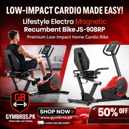 Lifestyle JS908RP Electromagnetic Recumbent Bike – Premium Home Cardio Station with 16 Resistance Levels, 8KG Flywheel & 120KG Capacity
