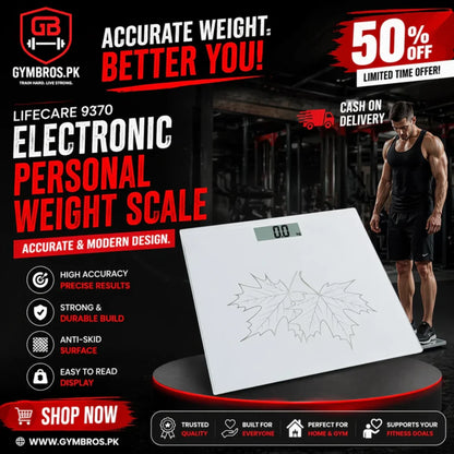 LifeCare Digital Weight Scale EB-9370 | High-Precision Body Weighing Machine with Tempered Glass, 150kg Capacity, LCD Display & Auto On/Off for Home Use