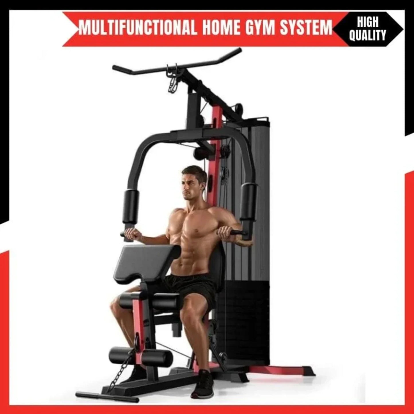Multifunctional Home Gym System 45KG – All-in-One Workout Station with 12 Pulley