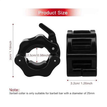 2 PCS Barbell Clamps Collars 1 Inch | 1-Inch Quick Release Barbell Clamps Collars Set of 2, ABS Olympic Barbell Locks with Anti-Slip Rubber Pads for Weightlifting & Gym Training
