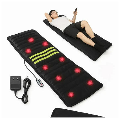 Full Body Tourmaline Massage Mattress Electric Heated Massage Bed | 168×55cm Electric Heated Massage Mattress with 9 Massage Heads, 7 Modes, Input Voltage: 110V AC / 60Hz or 220V AC / 50Hz, Vibration & Far-Infrared Therapy for Pain Relief