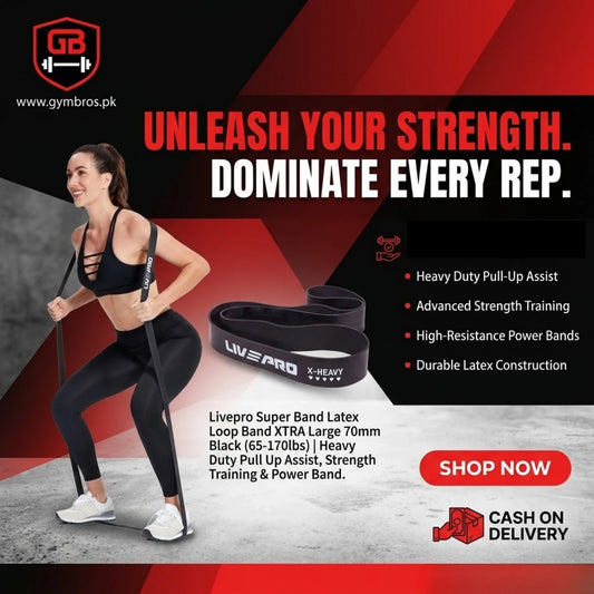 Livepro Super Band Latex Loop Band XTRA Large 70mm Black 65-170lbs | Heavy Duty Pull Up Assist, Strength Training & Power Band