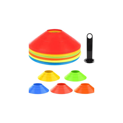 LiveUp LS3672 Agility Cones Set with Rack | 20PCS Speed & Agility Training Disc Cones Set with Rack for Football, Cricket & Fitness Drills