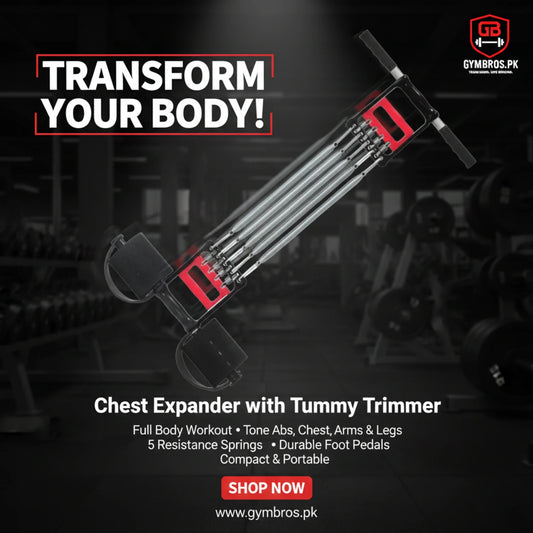 5 Springs Chest Expander with Tummy Trimmer 3-in-1 Multi-Purpose Exercise Spring Set for Full Body Workout, Strength Training, Muscle Building & Home Gym Fitness Equipment