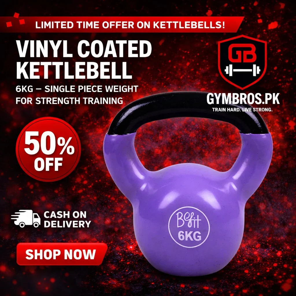Vinyl Coated Cast Iron Kettlebell 2kg–20kg Solid Weight Training Kettle Bell with Wide Grip Handle, Flat Base & PVC Protective Coating for Full Body Strength, Cardio & Functional Home Gym Workout