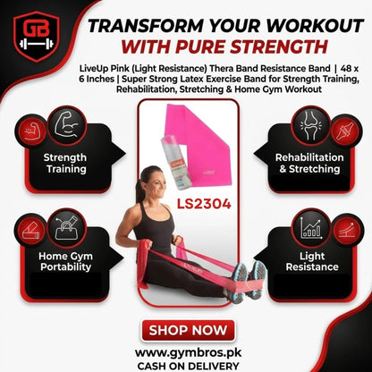 Liveup Ls3204 Aerobic Resistance Thera Band, Band Length: 48 inches Band Width: 6 inches,  Super Strong Latex Exercise Band for Strength Training, Rehabilitation, Stretching & Home Gym Workout – Light, Medium, Heavy & X-Heavy Levels