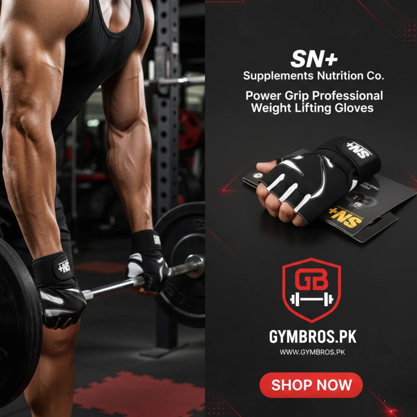 SN+ Weight Lifting Gloves | Gym Gloves for Men & Women | Anti-Slip Workout Gloves
