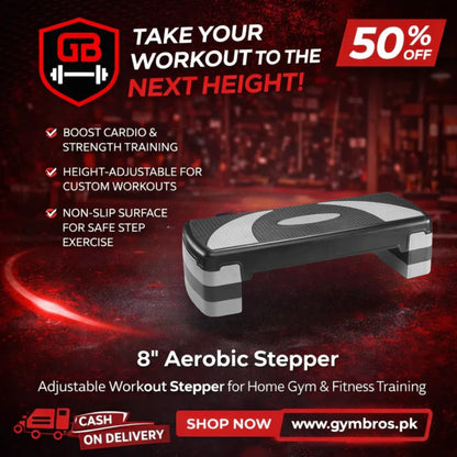 Aerobic Stepper Adjustable Fitness Step Platform with 4” 6” & 8” Height Levels, Non-Slip Surface, Rubber Feet & 100KG Weight Capacity for Cardio, Home Gym & Aerobic Workout