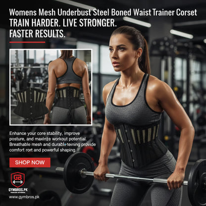 Mesh Underbust Steel Bone Corset | Breathable Waist & Core Stabilizer for Gym & Fitness