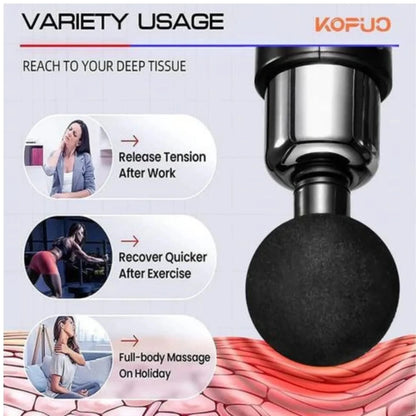 KH-515 Electric Mini Fascial Massage Gun | 32 Speed Levels, 3200RPM Deep Tissue Muscle Massager with LED Touch Screen, Type-C Charging, 24W Power, 4 Massage Heads & Low Noise Portable Design