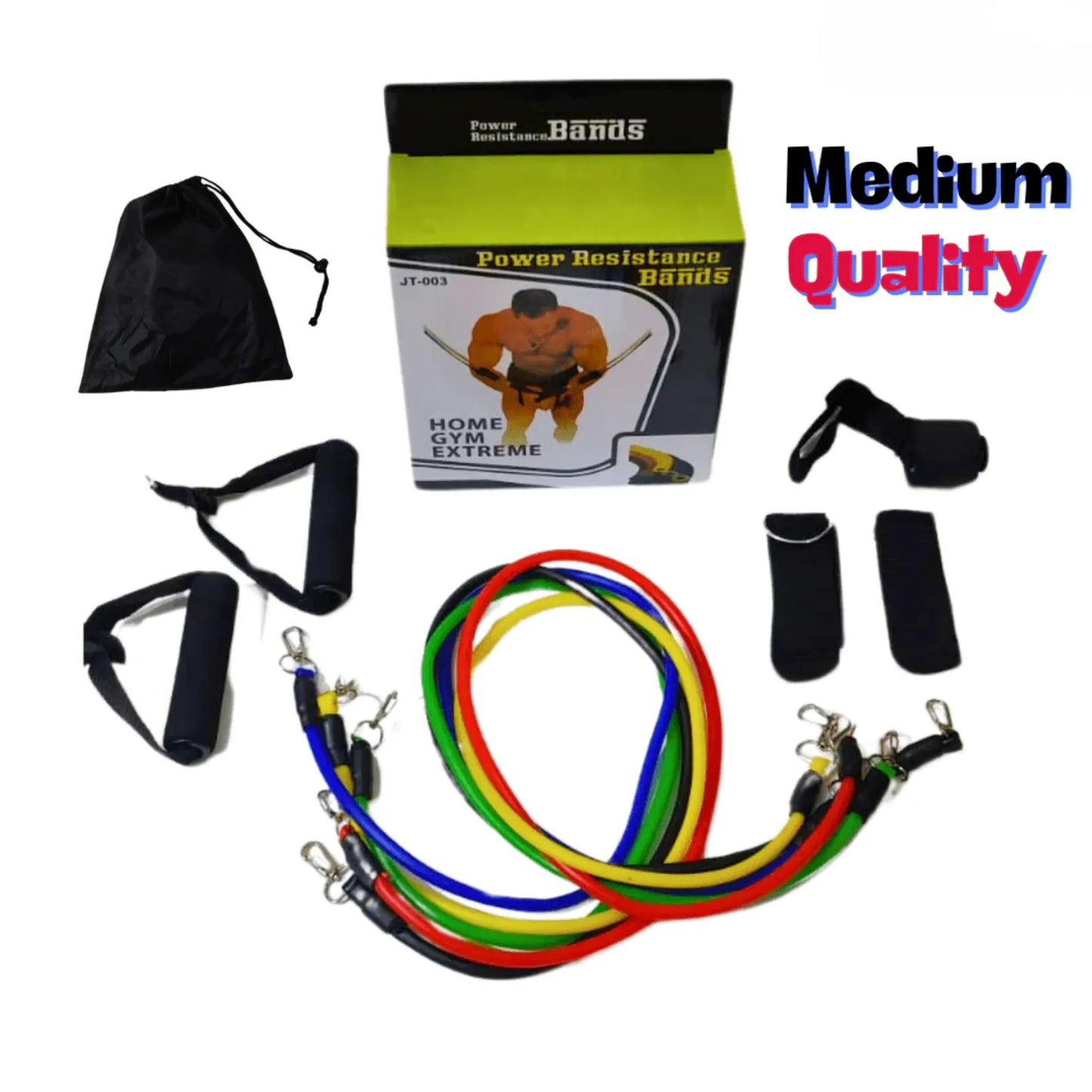 11 Piece Resistance Bands Exercise Set for CrossFit & Fitness Training | Portable Home Gym Workout Bands with Door Anchor, Handles & Ankle Straps | Medium & Premium Quality