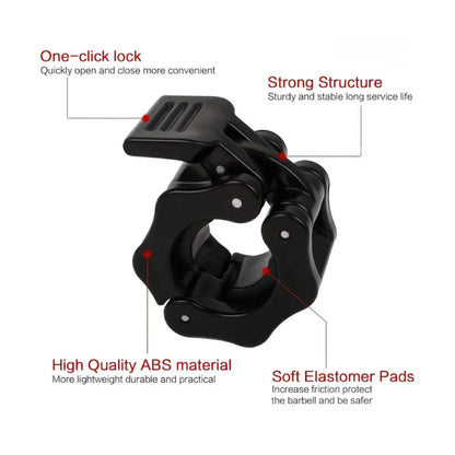 2 PCS Barbell Clamps Collars 1 Inch | 1-Inch Quick Release Barbell Clamps Collars Set of 2, ABS Olympic Barbell Locks with Anti-Slip Rubber Pads for Weightlifting & Gym Training
