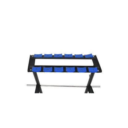 Dumbbell Stand BlueRay Blue/Black Heavy-Duty Iron Rod Rack | Compact 2ft Home Gym Storage Stand with Rubber Grip Anti-Slip Dumbbell Organizer for Fitness Equipment