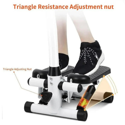 Mini Twist Stepper with Handle & Resistance Bands | Foldable Full Body Fitness Stepper Machine with LCD Monitor, Adjustable Height & Hydraulic System for Home Workout