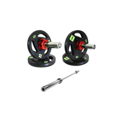 Rubber Weight Plates 85KG Pack with 6FT Olympic Barbell Rod – 2 Inch Plates