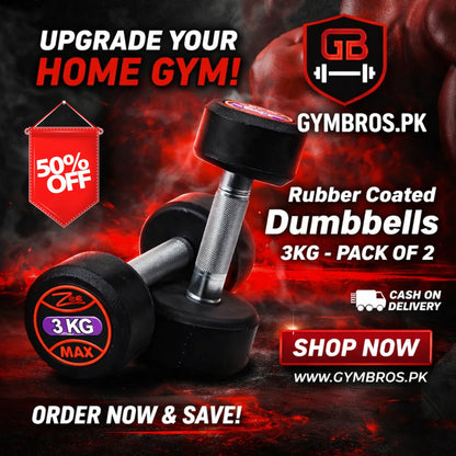 ZEE MAX Rubber Coated Dumbbells Pair with Cast Iron Core, Knurled Steel Handle & Thick Noise-Reducing Rubber Coating Available in 1KG–40KG for Home Gym Strength Training