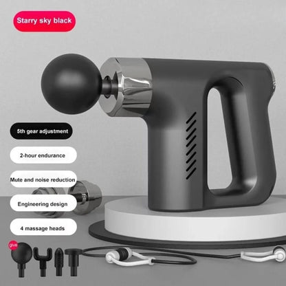 Mini Massage Gun KH-740 Cordless Deep Tissue Muscle Vibration Percussive Massager with 5 Speed Levels, 4 Massage Heads, 20W Motor, 1800mAh Rechargeable Battery, 6mm Amplitude & Ergonomic Multi-Grip Handle