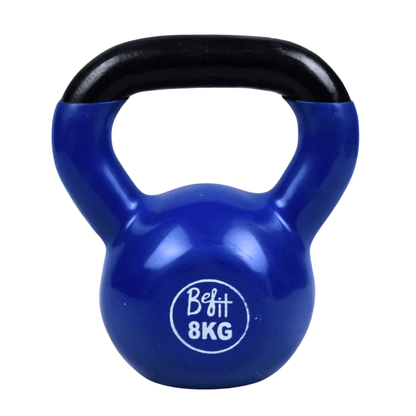 Vinyl Coated Cast Iron Kettlebell 2kg–20kg Solid Weight Training Kettle Bell with Wide Grip Handle, Flat Base & PVC Protective Coating for Full Body Strength, Cardio & Functional Home Gym Workout