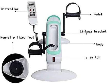 Motorized Electric Mini Exercise Bike Pedal Exerciser – Portable Under Desk Fitness Machine (White)