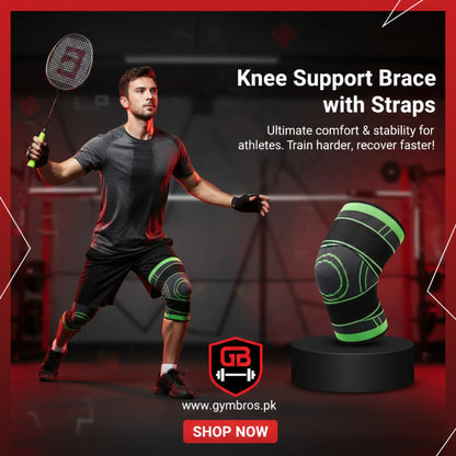 Pack of 2 Knee Support Braces with Straps | Adjustable Compression Knee Stabilizers for Gym & Sports