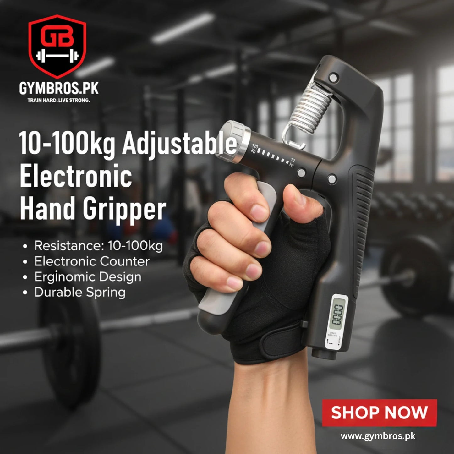 Adjustable Hand Grip Strengthener with Counter, 10–100KG Resistance, Non-Slip  Grip Trainer for Hand, Wrist & Forearm Strength Exercise