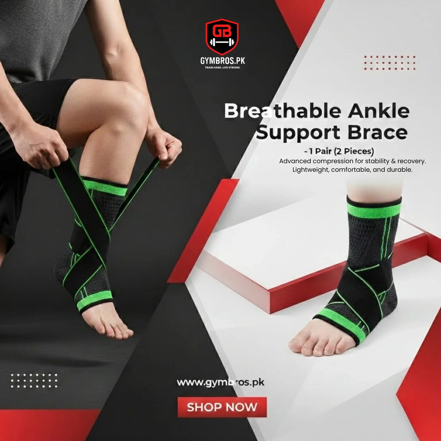 Ankle Brace Support for Gym & Sports | Adjustable Compression Ankle Stabilizer