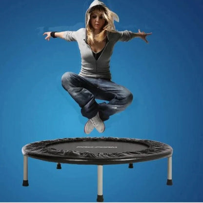 40 Inch Foldable Fitness Trampoline for Home Workout | Mini Rebounder Exercise Trampoline, Heavy Duty 114KG Load Capacity, With or Without Stand,  Waist Drum Spring System & Portable Indoor/Outdoor Use