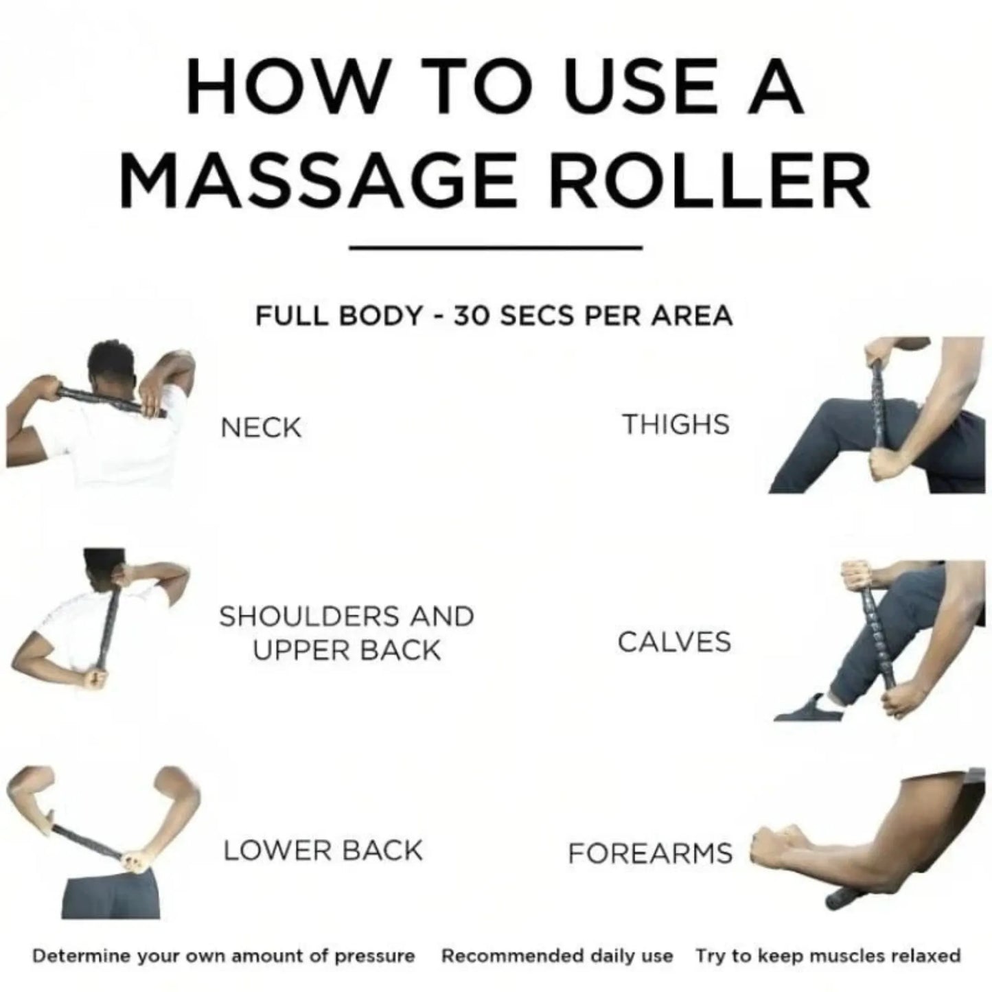 Massage Stick Muscle Roller for Athletes Portable Deep Tissue Massager | 47cm Deep Tissue Massage Stick for Legs, Back, Arms, Neck & Full Body Muscle Recovery & Pain Relief