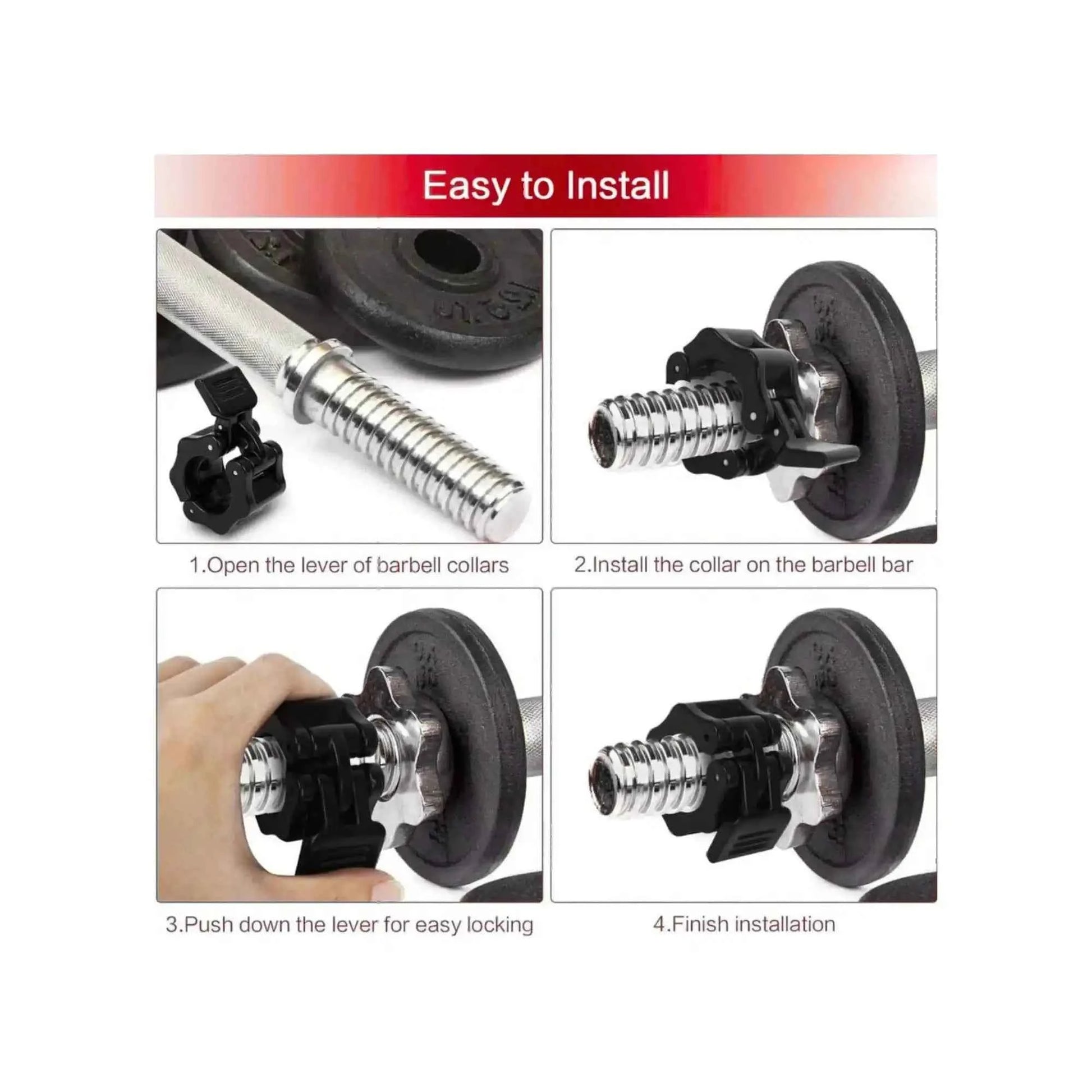 2 PCS Barbell Clamps Collars 1 Inch | 1-Inch Quick Release Barbell Clamps Collars Set of 2, ABS Olympic Barbell Locks with Anti-Slip Rubber Pads for Weightlifting & Gym Training
