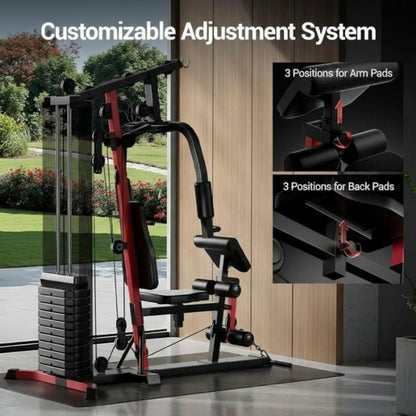Multifunctional Home Gym System 45KG – All-in-One Workout Station with 12 Pulley