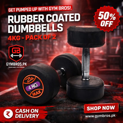 ZEE MAX Rubber Coated Dumbbells Pair with Cast Iron Core, Knurled Steel Handle & Thick Noise-Reducing Rubber Coating Available in 1KG–40KG for Home Gym Strength Training