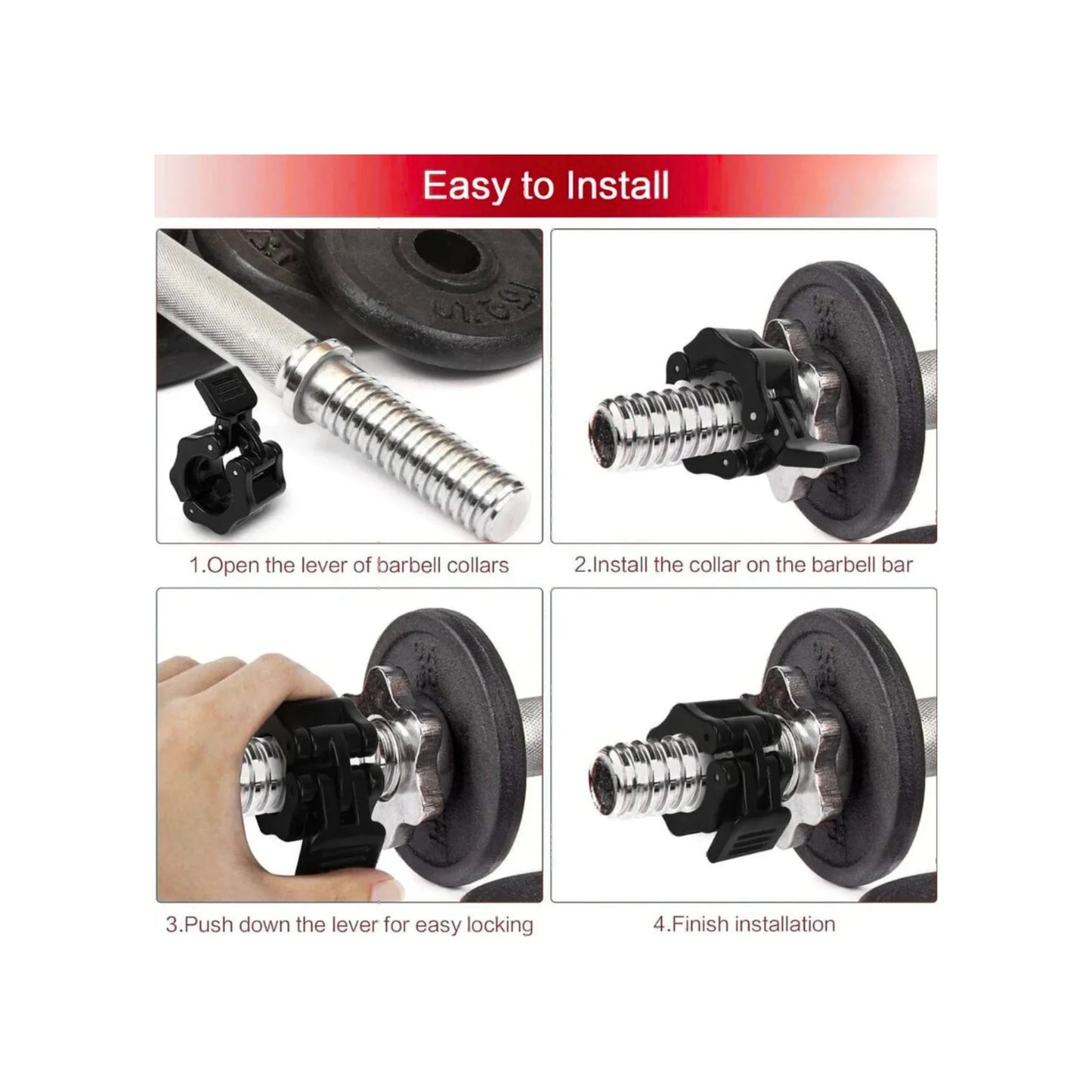 2 PCS Barbell Clamps Collars 1 Inch | 1-Inch Quick Release Barbell Clamps Collars Set of 2, ABS Olympic Barbell Locks with Anti-Slip Rubber Pads for Weightlifting & Gym Training