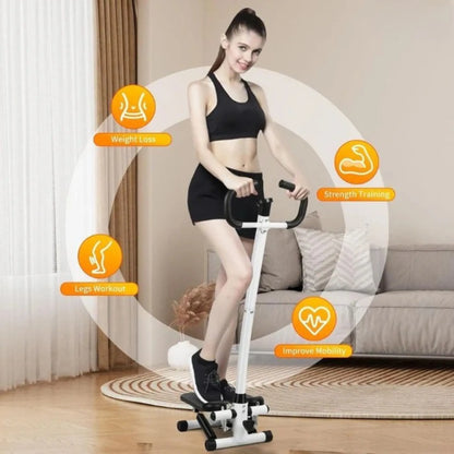 Mini Twist Stepper with Handle & Resistance Bands | Foldable Full Body Fitness Stepper Machine with LCD Monitor, Adjustable Height & Hydraulic System for Home Workout