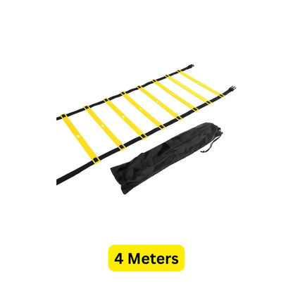 LiveUp Agility Ladder LS3671 Speed Training Ladder Available in 4 Meter & 8 Meter Sizes with Adjustable Steps, Portable Carry Pouch, Plastic & Polyester Footwork Equipment for Football, Cricket & Fitness Training