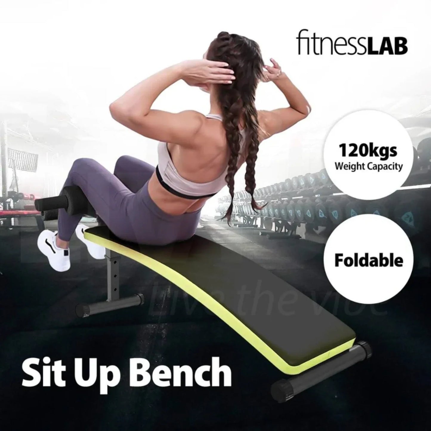 FitnessLab Adjustable Incline Sit-Up Bench – Multi-Functional Weight Bench for Core Strength & Upper Body Workouts | Heavy-Duty Steel Home Gym Equipment