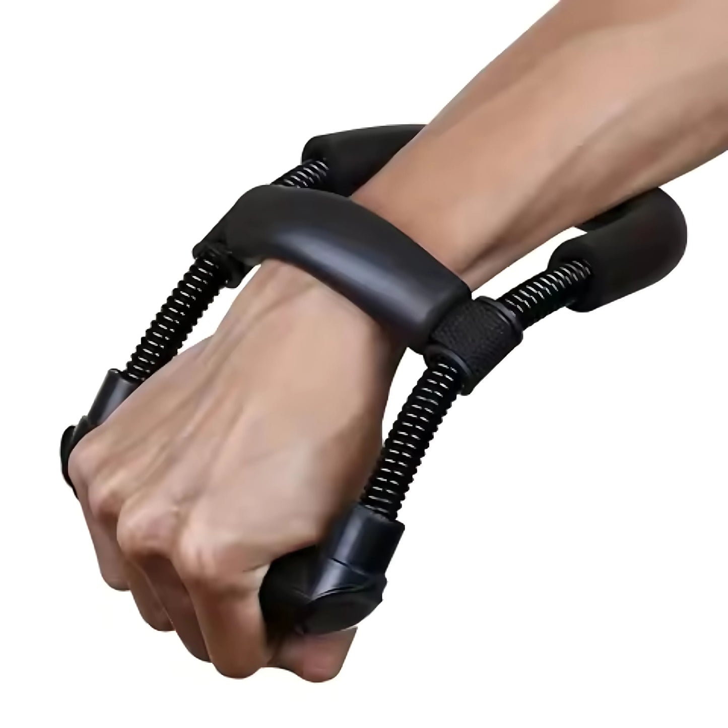 Wrist Exerciser Forearm Hand Muscle Strengthener Grip Trainer with Heavy Duty Carbon Steel Spring, Adjustable Stabilizer Pad & 10mm Foam Cushion for Wrist, Finger & Forearm Training – Black