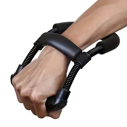 Wrist Exerciser Forearm Hand Muscle Strengthener Grip Trainer with Heavy Duty Carbon Steel Spring, Adjustable Stabilizer Pad & 10mm Foam Cushion for Wrist, Finger & Forearm Training – Black