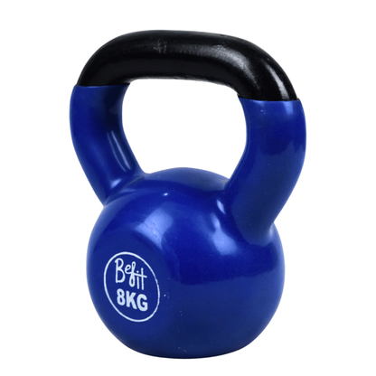 Vinyl Coated Cast Iron Kettlebell 2kg–20kg Solid Weight Training Kettle Bell with Wide Grip Handle, Flat Base & PVC Protective Coating for Full Body Strength, Cardio & Functional Home Gym Workout