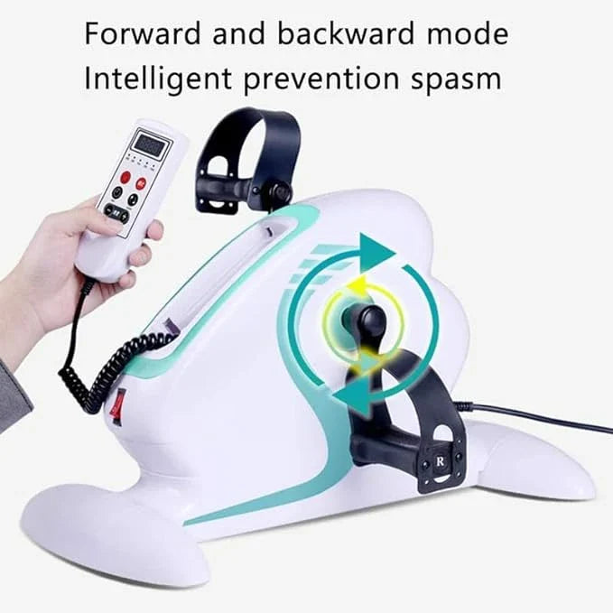 Motorized Electric Mini Exercise Bike Pedal Exerciser – Portable Under Desk Fitness Machine (White)