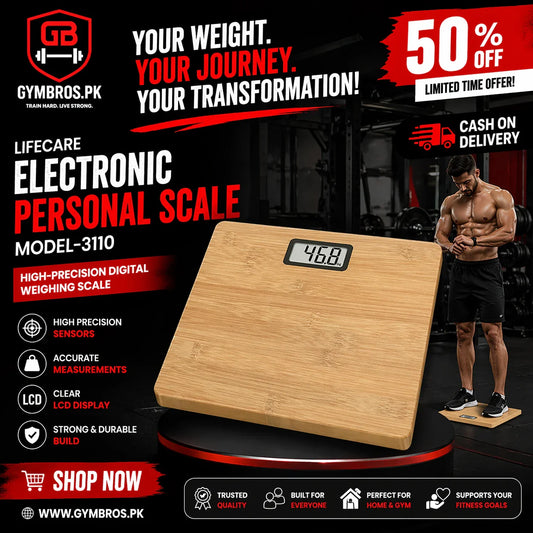 LifeCare Digital Weight Scale Model 3110 | High-Precision Electronic Body Weighing Machine with Bamboo Platform, 180kg Capacity, LCD Display & Auto On/Off