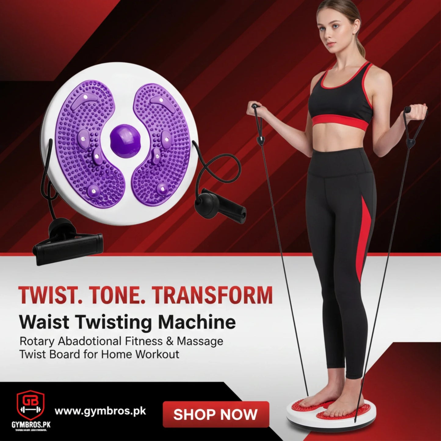 Magnetic Waist Twisting Disc with Pull Rope, 8 Built-in Magnets, Elastic Resistance Bands & Anti-Slip Foot Massage Surface for Waist Slimming, Body Shaping & Home Fitness Workout