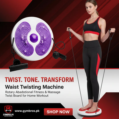 Magnetic Waist Twisting Disc with Pull Rope, 8 Built-in Magnets, Elastic Resistance Bands & Anti-Slip Foot Massage Surface for Waist Slimming, Body Shaping & Home Fitness Workout